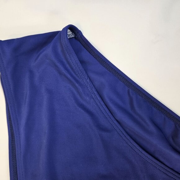 Womens Striped One-Shoulder Swimsuit With Bikini Bottoms 18W Navy/White Tempt Me - Picture 8 of 9